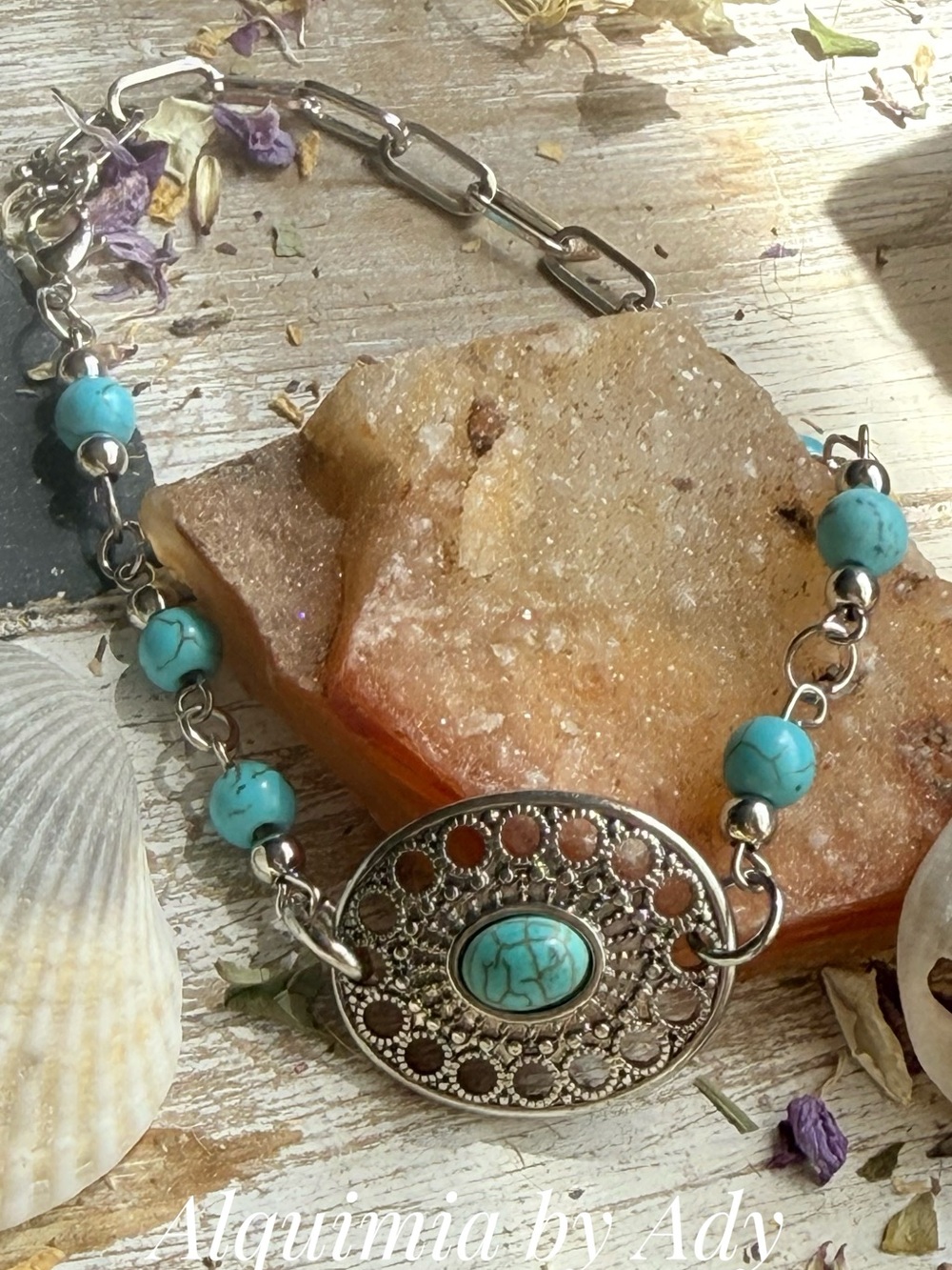 Alquimia Turquoise Beaded Silver-Plate Filigree Bracelet